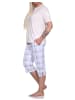 NORMANN Schlafanzug kurzarm karierter Capri Hose Jersey - 78813 in rosa