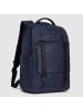 Piquadro David Rucksack RFID Schutz Leder 44 cm Laptopfach in blue