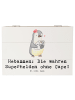 Mr. & Mrs. Panda Geschenkbox Hebamme Superheld mit Spruch in Weiß