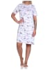 NORMANN kurzarm Nachthemd floralem Alloverprint und Knopfleiste am Hals - 79284 in weiss