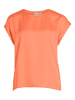 Vila Satin Blusen T-Shirt Kurzarm Basic Top Glänzend VIELLETTE in Neon Orange