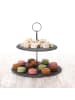 Excellent Houseware Steinplatte für Kuchen und Snacks, 2 Ebenen in Anthrazitfarben, 25 cm