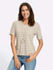 WITT WEIDEN V-Shirt in ecru-sand-gemustert
