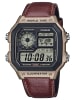 Casio Herrenuhr Digital mit Lederband Anthrazit / Braun
