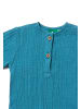 Little Green Radicals Kurzärmeliges Henley-Top in Blau mit lockerer Passform