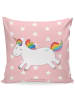 Mr. & Mrs. Panda Kuschelkissen 40x40 Einhorn Happy ohne Spruch in Rot Pastell