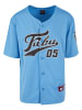 FUBU FUBU Herren FM241-007-3 Fubu Varsity Baseball Jersey in light blue/black/creme