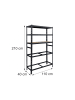 relaxdays Reifenregal in Schwarz - (B)110 x (H)210 x (T)40 cm