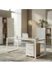 KADIMA DESIGN Schreibtisch-Set Modern 160x80 Glasplatte in Chalet-Eiche-Nb.-Weiß