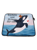 Mr. & Mrs. Panda Laptop Sleeve Orca Zylinder Design mit Spruch in Weiß
