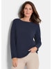 GOLDNER Kreppshirt Langarm Melange Jersey-Oberteil in marine