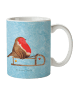 Mr. & Mrs. Panda Kaffeetasse Rotkehlchen Schlitten ohne Spruch in Eisblau
