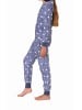 NORMANN Jumpsuit Schlafanzug Overall Coralfleece Tupfen - 76789 in blau