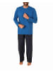 NORMANN Schlafanzug lang Pyjama Set Flanell Hose - 70929 in blau