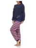 NORMANN Frottee Pyjama Bündchen Hose gestreift Oberteil Herz - 50141 in marine