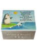 Mr. & Mrs. Panda Holztruhe Pinguin Surfer Design mit Spruch in Weiß