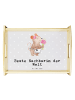 Mr. & Mrs. Panda Holztablett Maus Beste Nachbarin der Welt mit S... in Grau Pastell