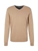 Tom Tailor Dünner Feinstrick Pullover Basic V-Ausschnitt Sweater in Braun