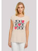 F4NT4STIC Extended Shoulder T-Shirt Valentinstag Herz Tic Tac Toe in Whitesand