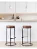 Beliani 2-tlg Barhocker MILROY in Braun/Schwarz