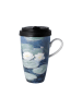 Goebel Künstlertasse mit Deckel " Monet - Seerosen am Abend " in blau weiß