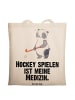 Mr. & Mrs. Panda Tragetasche Panda Hockey spielen mit Spruch in Creme