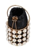 faina Women Bucket Bag With Pearl Design in Black