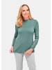 GOLDNER Strickpullover Eleganter Ajourpullover mit Stehbund in graugrün