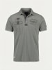 KOROSHI Herren polo mit kurzem arm aus piquÃ© mit print in grau