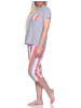 NORMANN Pyjama Schlafanzug T-Shirt Capri Hose und Design - 79886 in grau