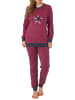 NORMANN Frottee Pyjama Bündchen und Stern Hose gestreift - 75914 in beere