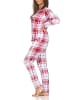NORMANN Schlafanzug langarm Pyjama karierte Optik Jersey - 87048 in rot