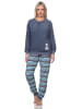 NORMANN Frottee Pyjama Hose gestreift Faulti Katze - 81859 in blau