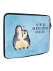 Mr. & Mrs. Panda Notebook Sleeve Pinguin umarmen mit Spruch in Eisblau