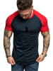 Amaci&Sons Basic Oversize Raglan T-Shirt mit Rundhalsausschnitt OMAHA in Navyblau/Rot