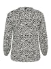 KAFFE curve Langarm-Bluse KCmahlena Regular fit in Chalk/Black Graphic Lines