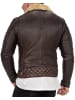Reichstadt Herren Slim Fit Kunstlederjacke Silver Zipper in Brown