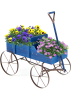 COSTWAY Blumenständer Holzwagen in Blau