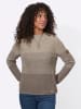 WITT WEIDEN Stehkragen-Pullover in sand-taupe-geringelt