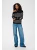 Kaffe Strickpullover KAlioa Loose fit in Black/Chalk Stripe