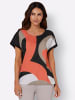 WITT WEIDEN Druckbluse in mandarine-schwarz-bedruckt