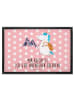 Mr. & Mrs. Panda Schmutzfangmatte Einhorn Bergsteiger mit Spruch in Rot Pastell