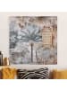 WALLART Leinwandbild - Vintage Collage Landkarte Afrika in Creme-Beige