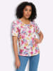 Sieh an! Rundhals-Shirt in weiß-fuchsia-bedruckt