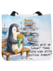 Mr. & Mrs. Panda Shopper Tasche Pinguin Pommestüte Design mit Sp... in Weiß