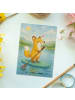 Mr. & Mrs. Panda Postkarte Fuchs Stand Up Paddling Design ohne S... in Weiß