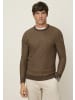 Man's World Rundhalspullover in braun melange