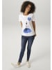 Aniston CASUAL T-Shirt in weiß-royalblau-schwarz-rosa