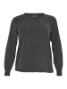 KAFFE curve Langarm-Bluse KColena in Dark Grey Melange