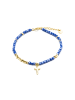 Luxenter Armband aus 925er Sterlingsilber mit blauem Kristall und 18-k Goldveredelung
